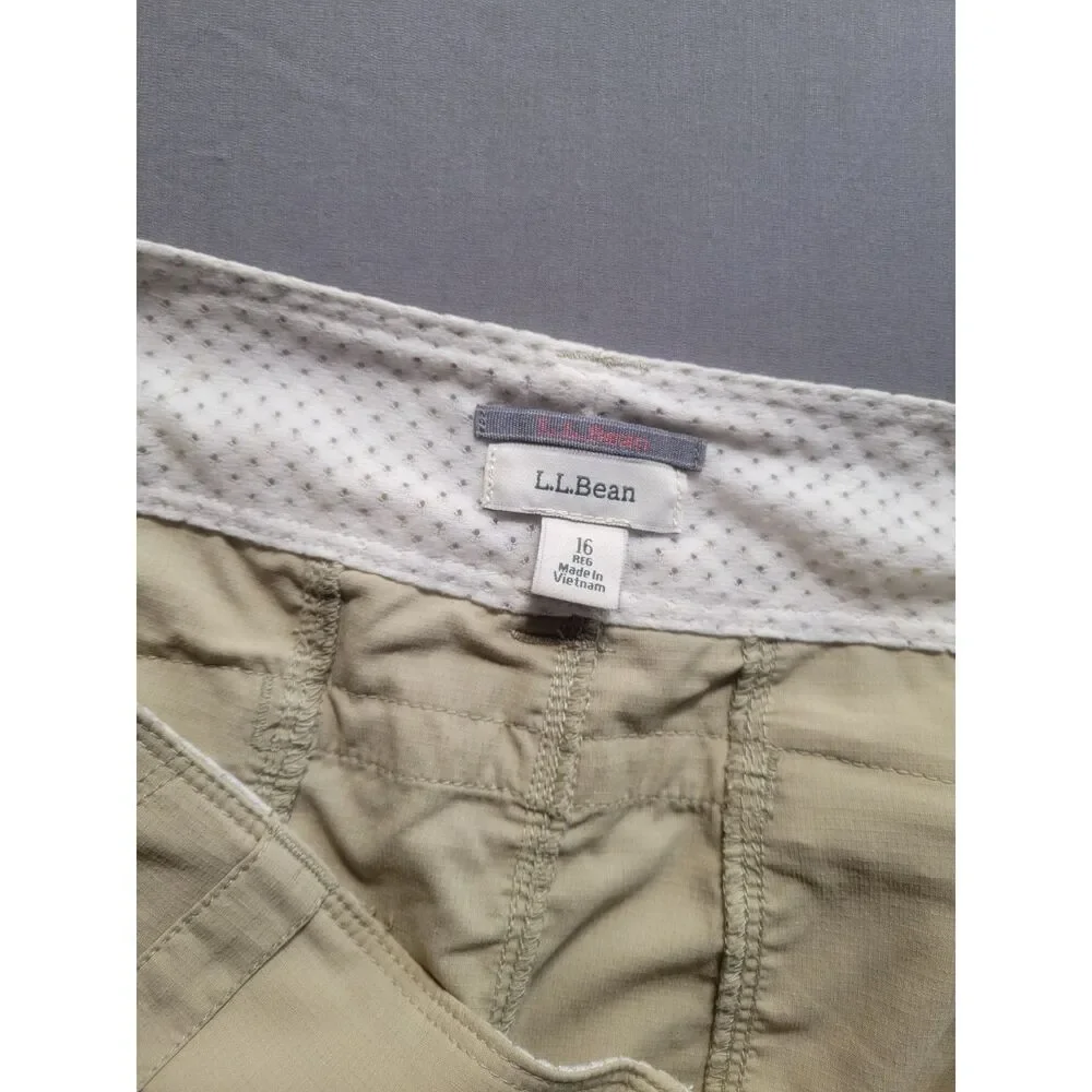 LL Bean Womens Vista Trekking Skirt  Size 16 Beige Khaki Cargo Outdoor